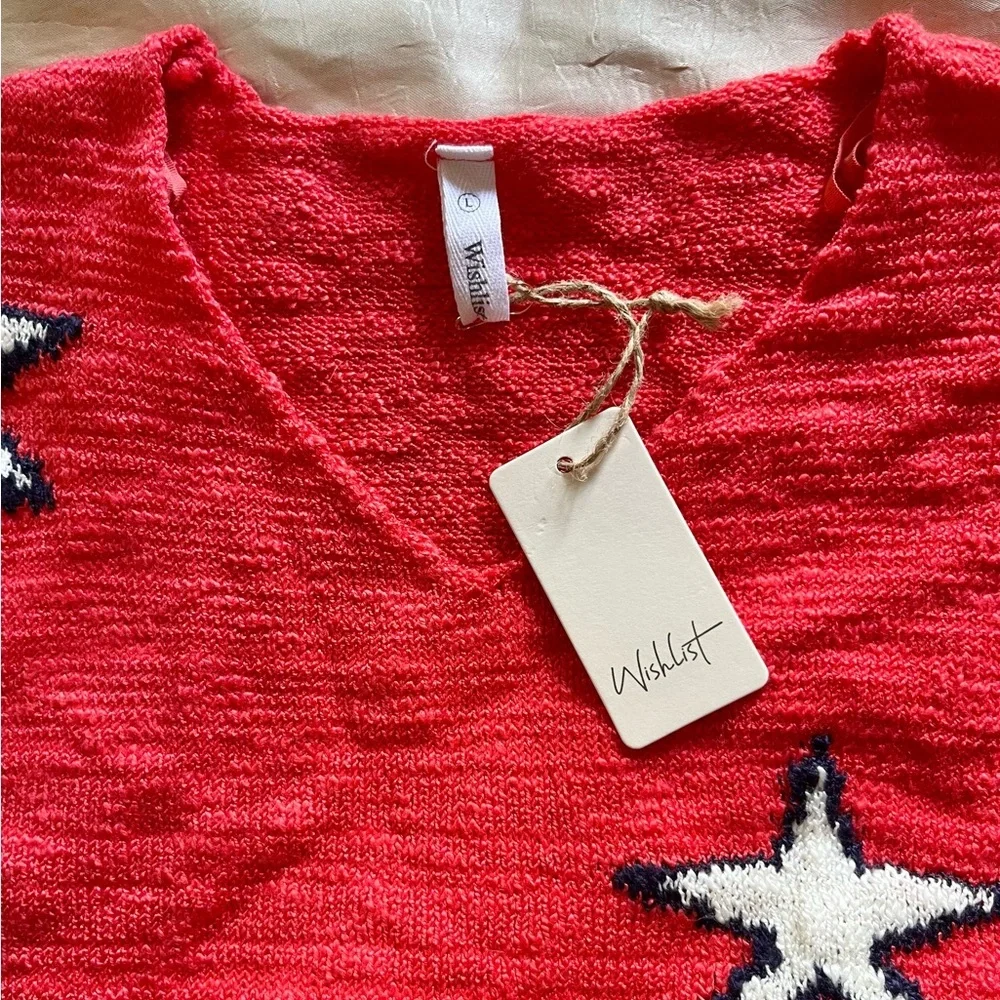 Wishlist Bright Coral Knit Star Sweater - Picture 5 of 8